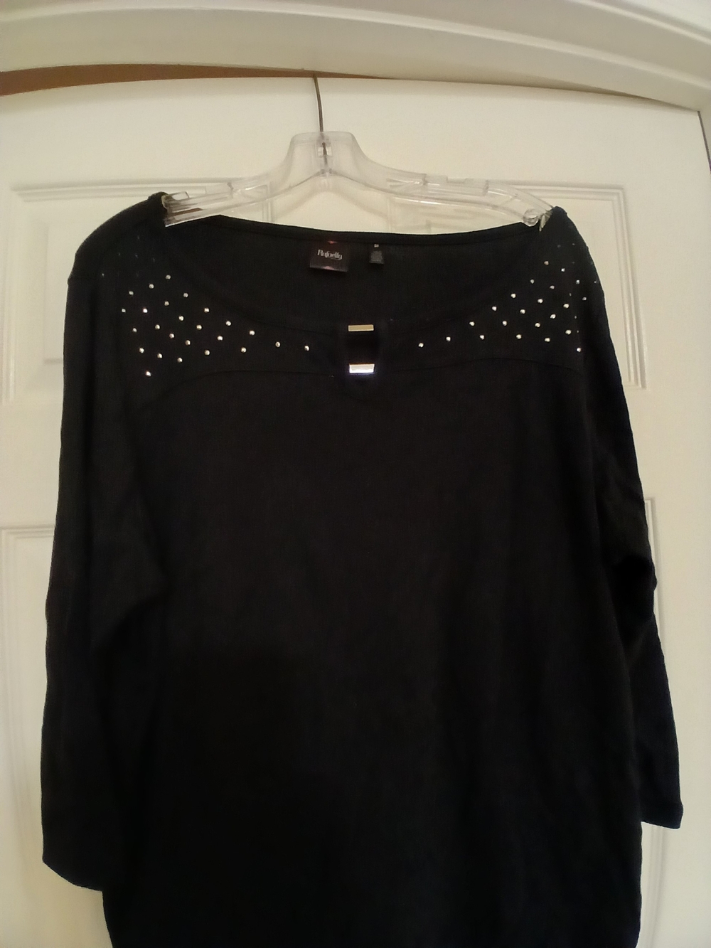 Rafaella Black Studded Boatneck Sweater